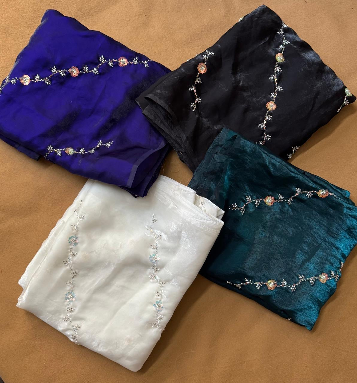 Soft Fendy satin organza silk saree