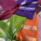 Beautiful soft viscous crape silk saree with double zari jacquard border and dola silk blouse piece