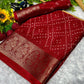 Beautiful dola silk with bandhini prints and weaving border