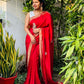 Premium munga silk saree with Banarasi weavings -Red