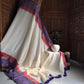 Pure mul cotton saree with purple red zari border