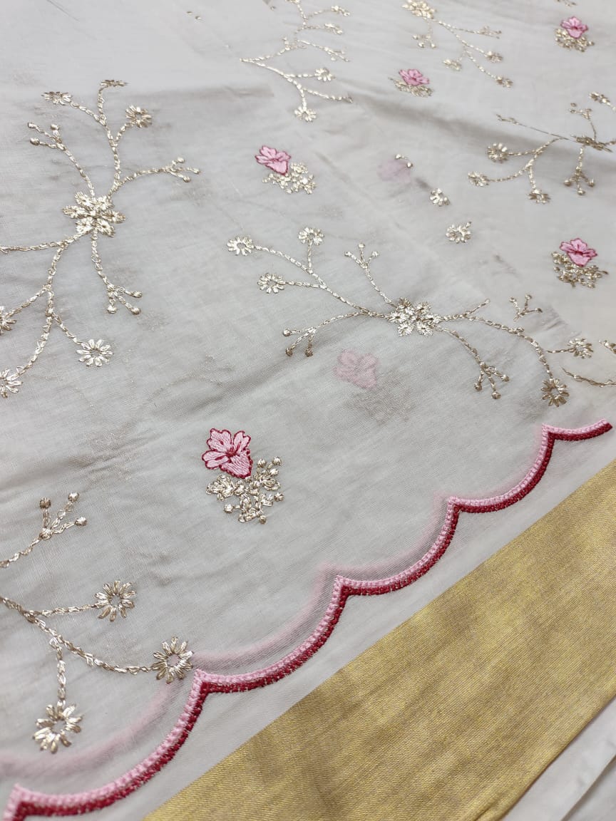 Kerala cotton saree - Embroidered