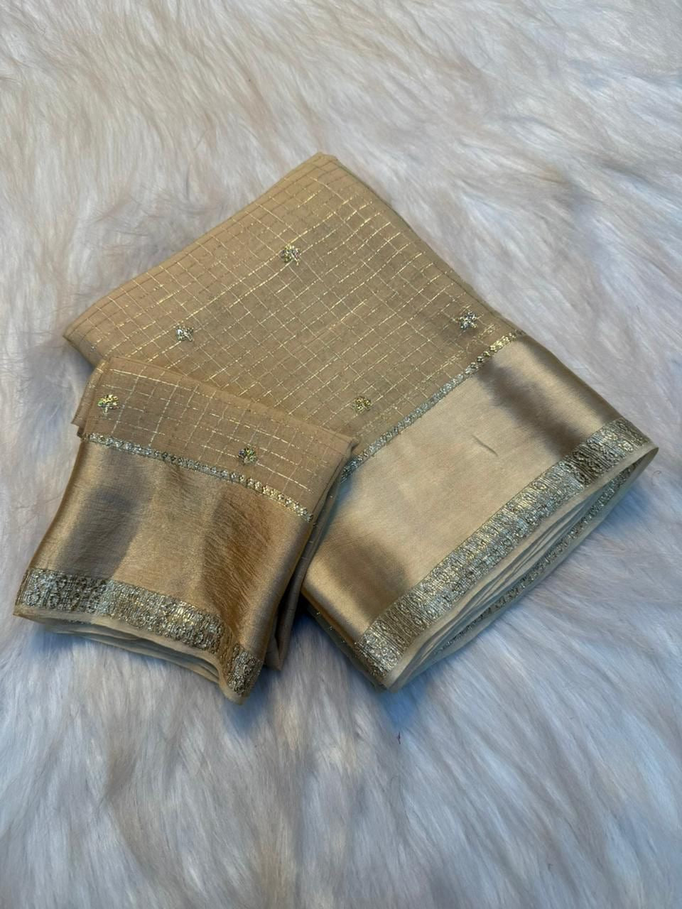 Beautiful viscose georgette saree with sequins butti