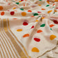 (Prebooking) Pure authentic mul cotton saree with zari stripes border and multi color polka body - without blouse