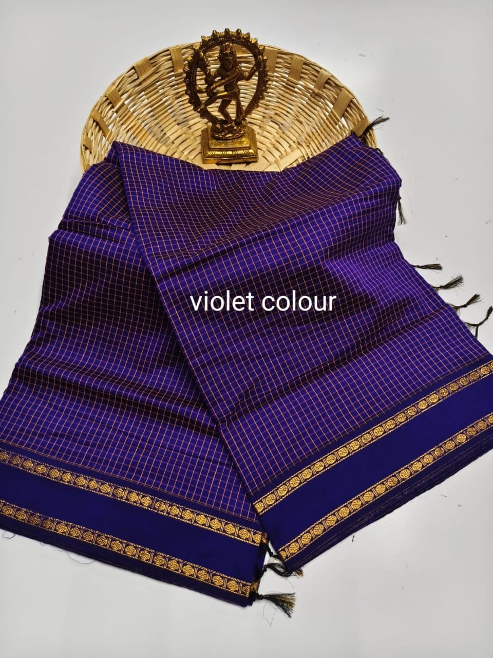 Soft arani silk cotton saree with thread checks