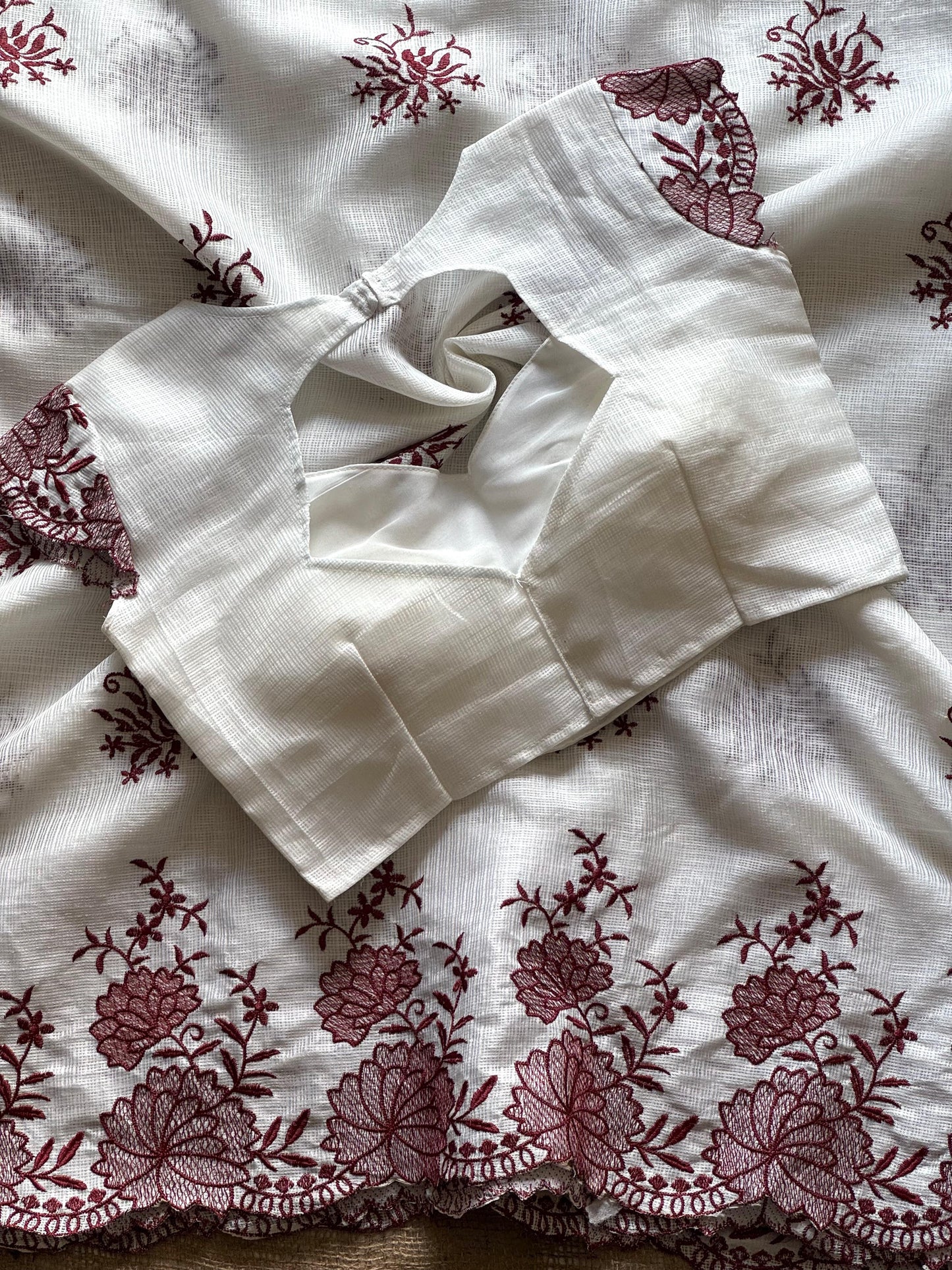 Kota Doria saree with beautiful embroidery