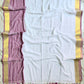 Pure mul cotton saree Big dusty pink border and wine tassels