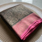 Pure khaddi handloom crepe chiffon antique brocade saree