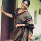 Madhubani bengal cotton saree with temple weavings