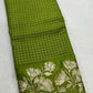 Gorgeous premium viscous chinon silk saree with zari checks and embroidered border