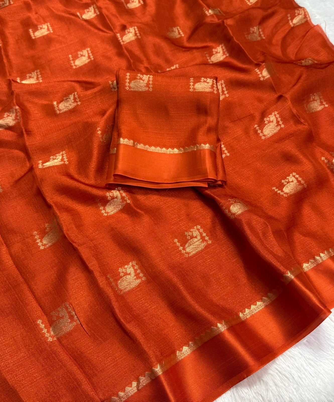 Beautiful khadi viscous silk - deer design