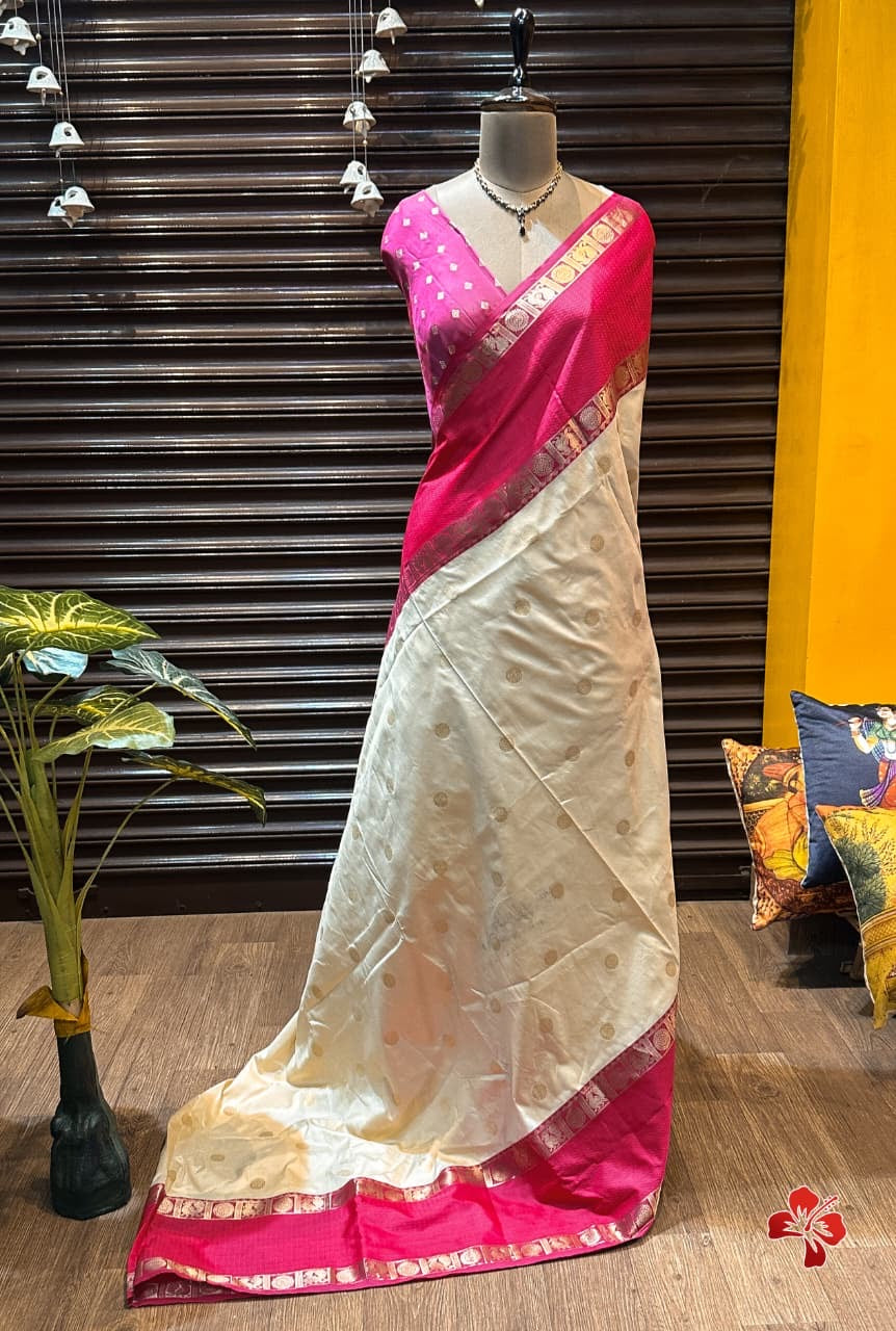 Soft semi silk saree - coin chakra