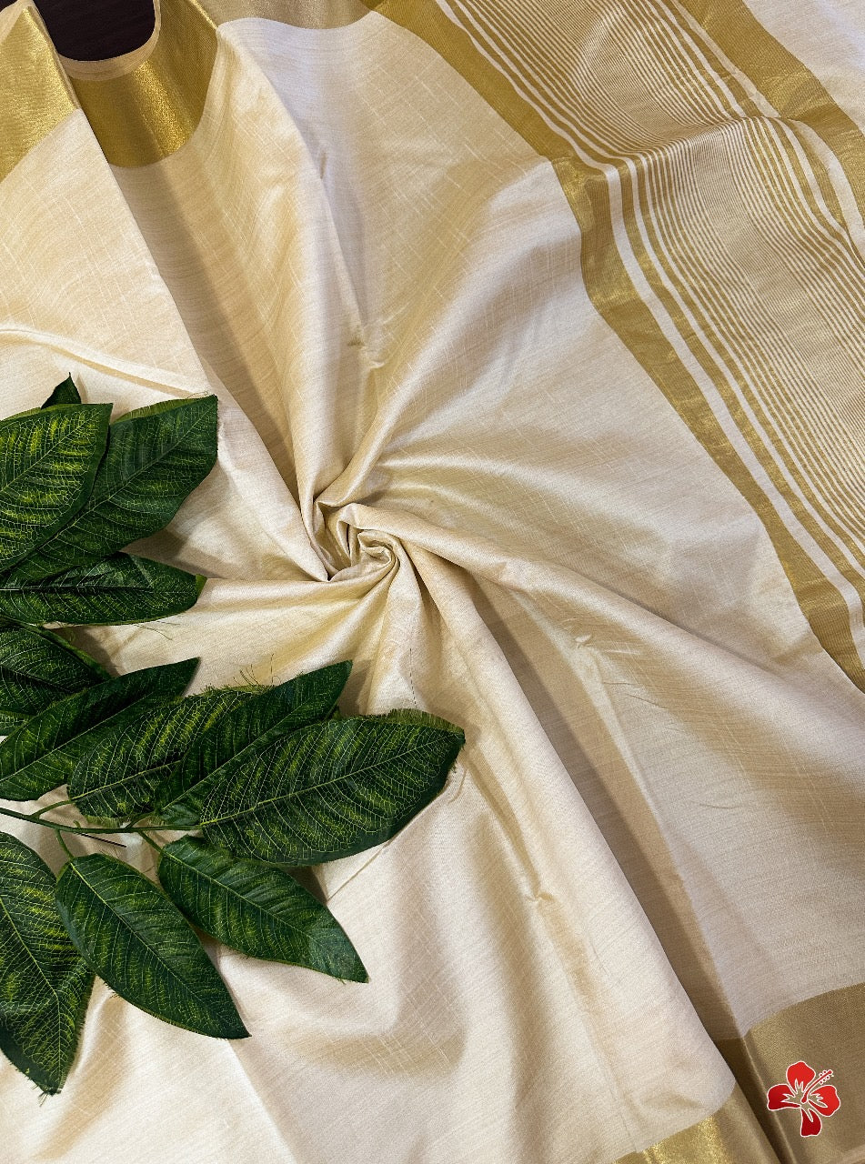 Semi tussar silk with zari border