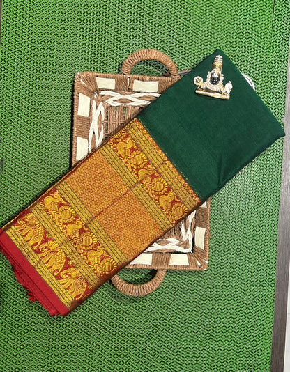 Aranya handwoven big border Narayanpet cotton sarees