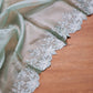 Pure organza silk saree with embroidery scallop border