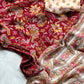 Beautiful georgette saree with kalamkari prints and lace detailing border