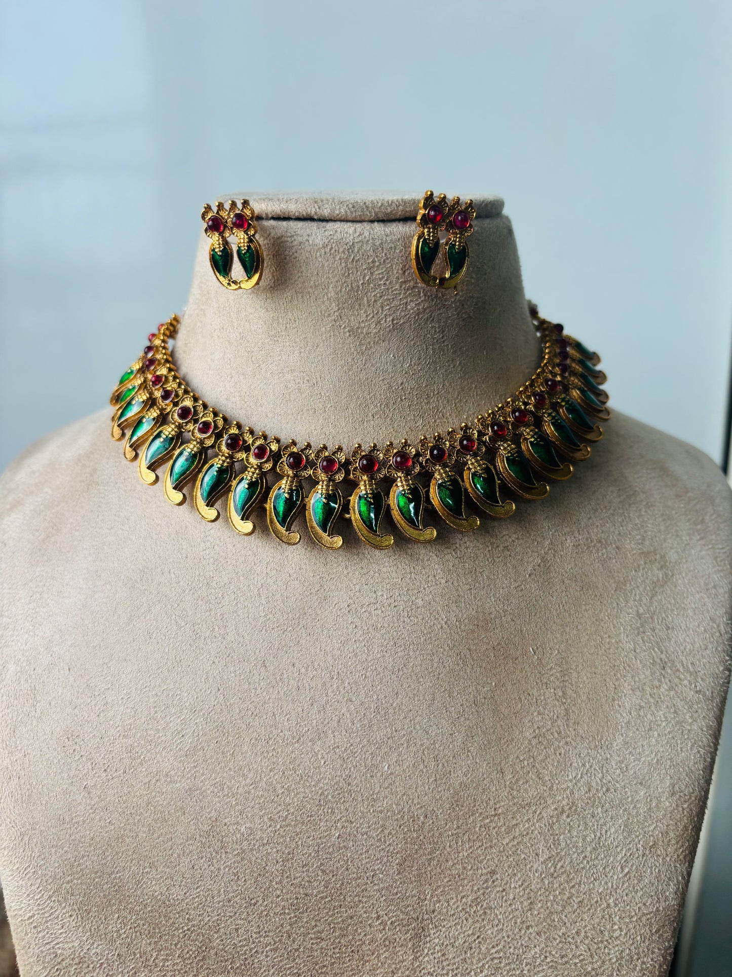 Beautiful mango palakka necklace- green