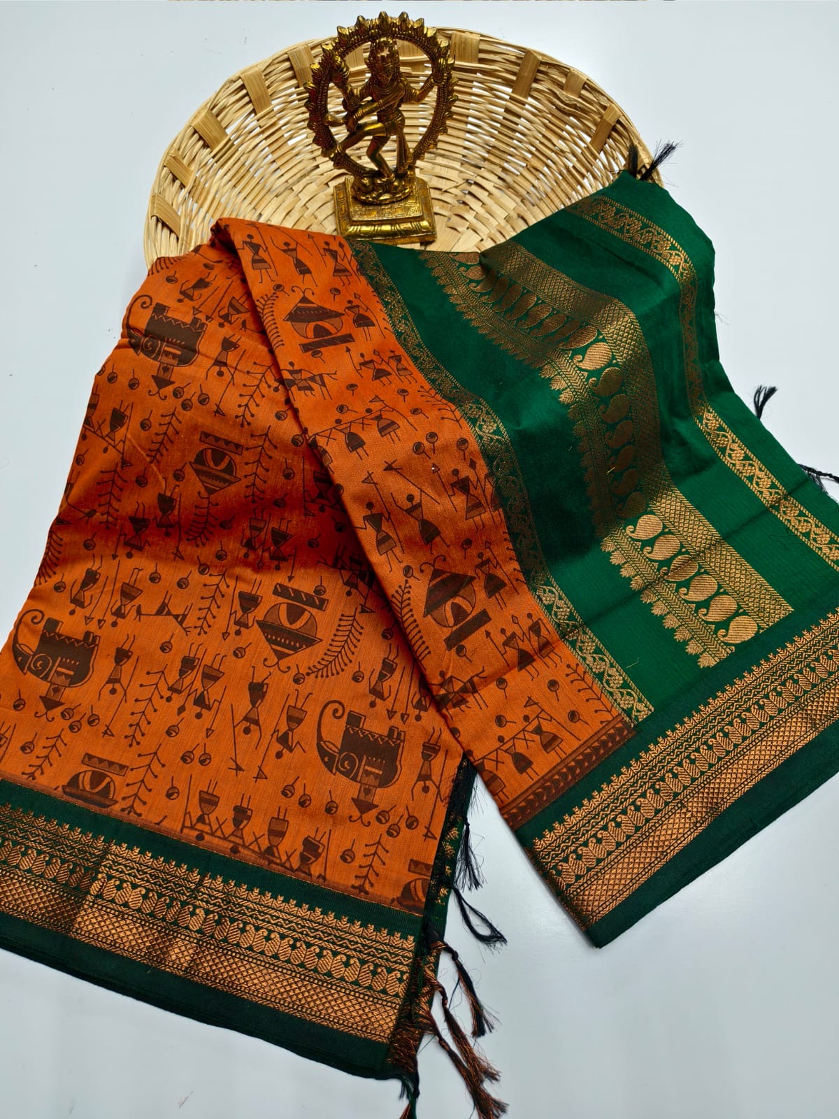 Premium silk cotton saree with kalamkari prints