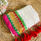 Pure authentic mul cotton saree with multicolor temple border