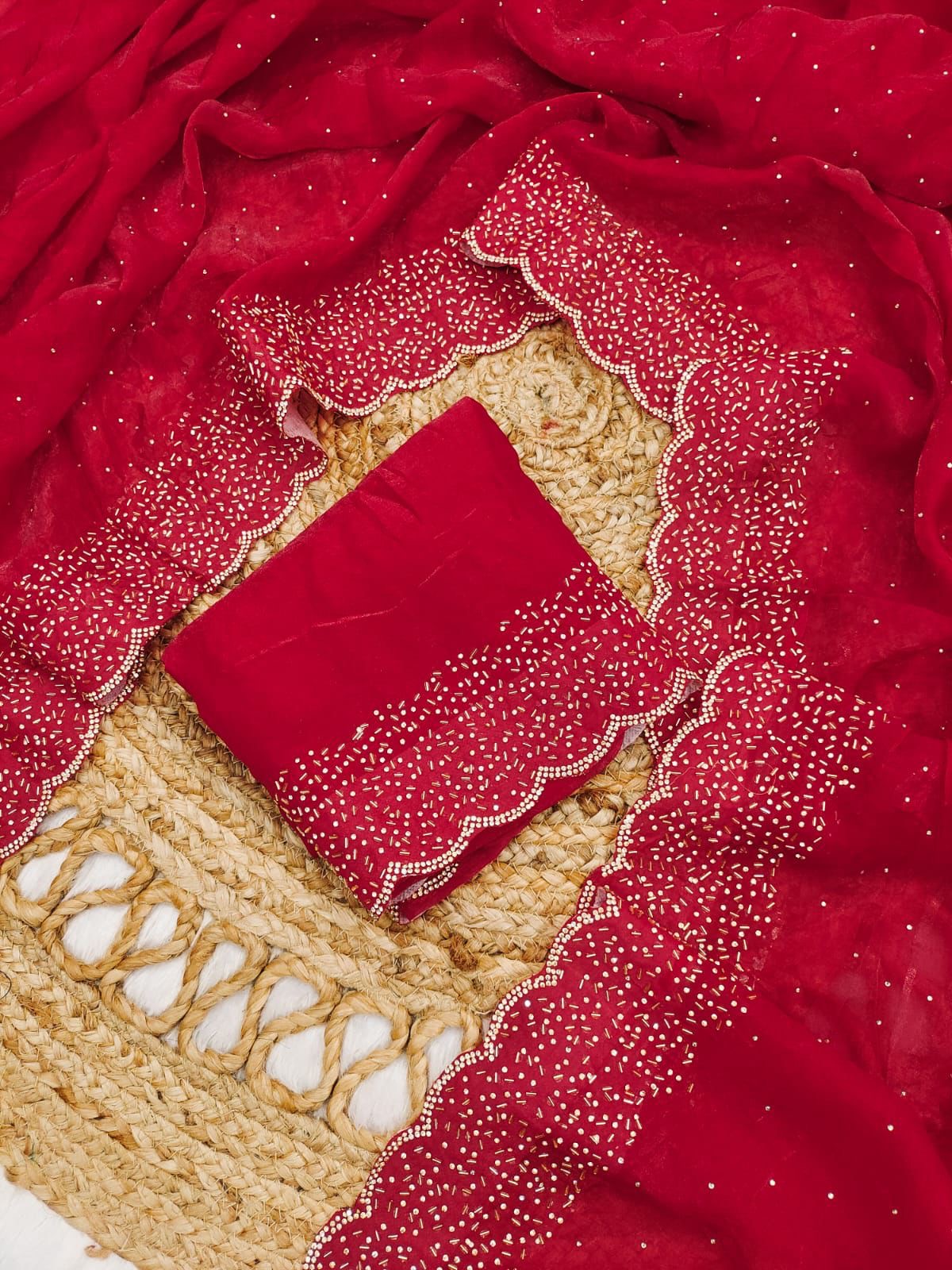 Premium space silk saree with cutdana work