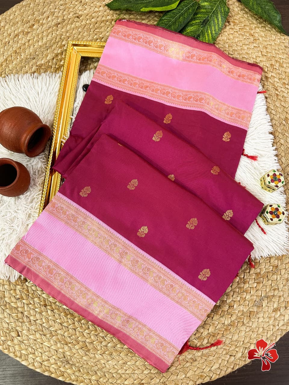 Beautiful soft semi silk saree with contrast border