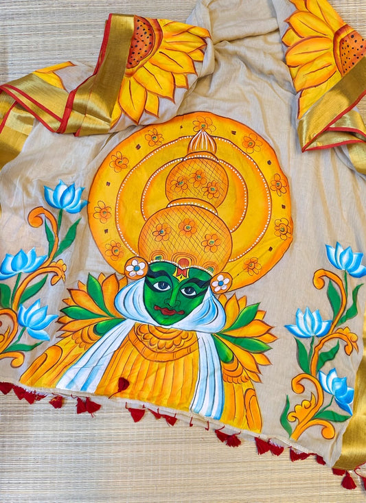 Handpainted pure mul cotton - Kathakali