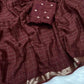 Soft Viscous crushed chinon silk checks saree