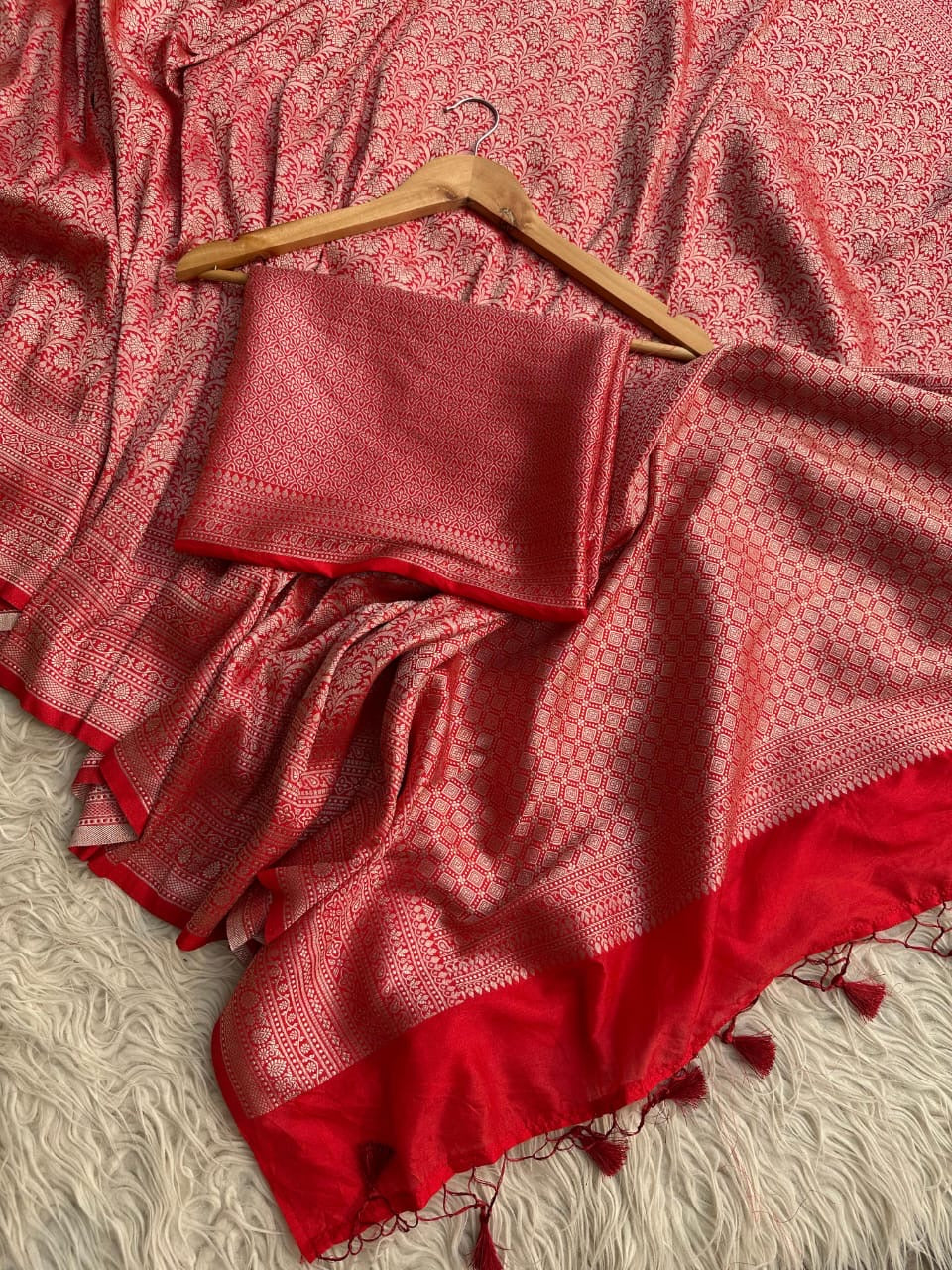 Semi Katan Banarasi Saree