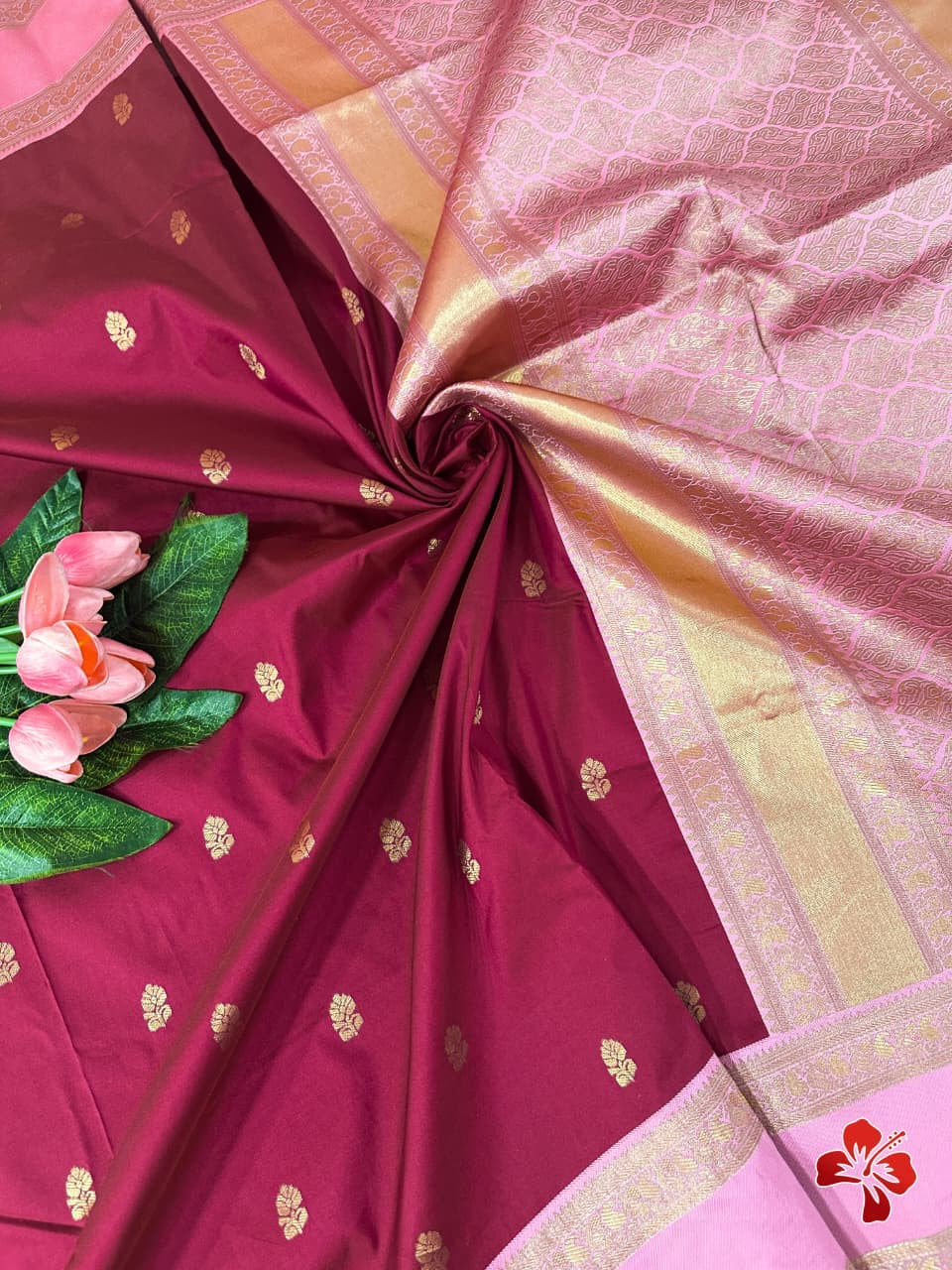 Beautiful soft semi silk saree with contrast border