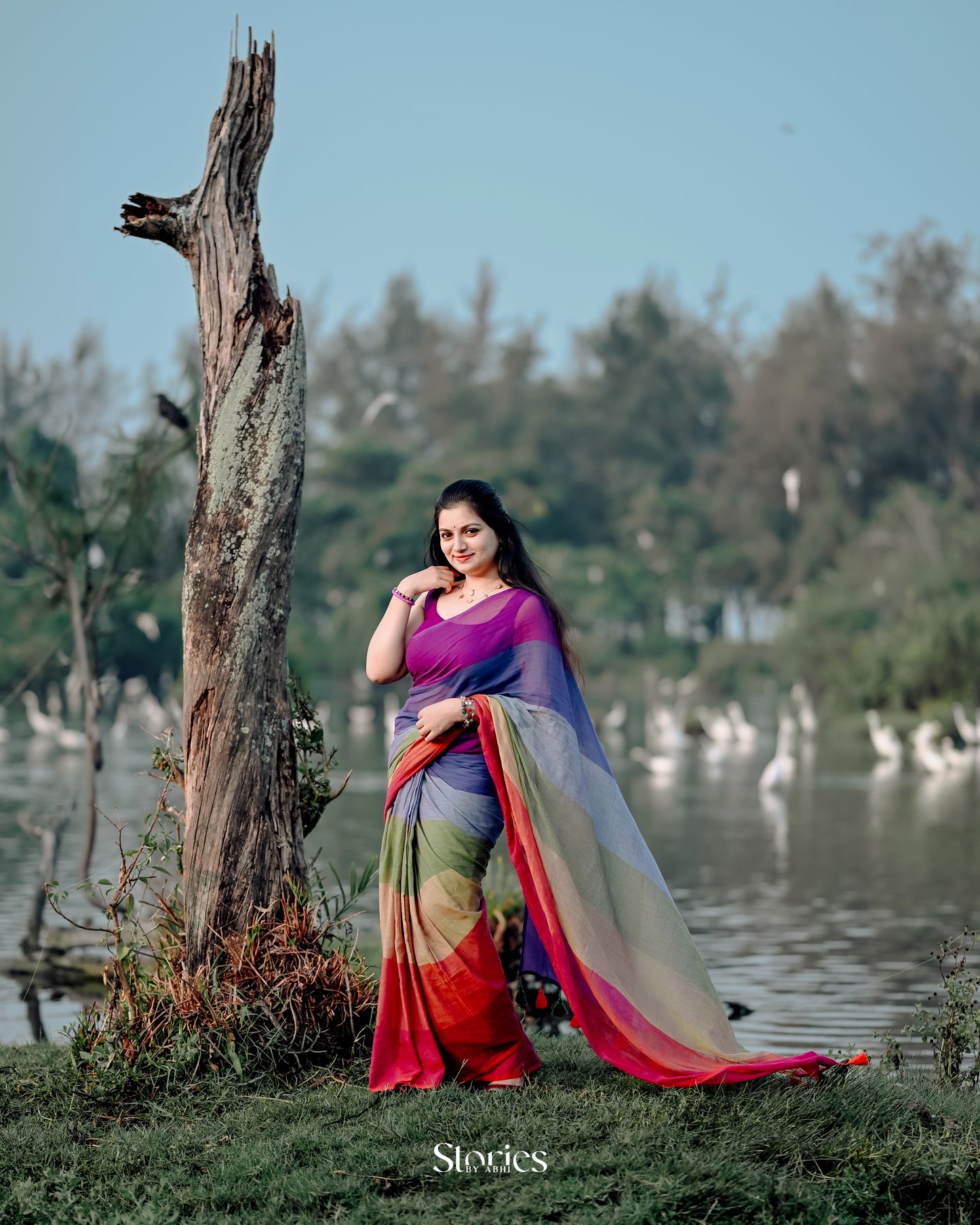 Soft Mul cotton saree - multi color