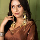Soft glass tissue organza saree with handwork
