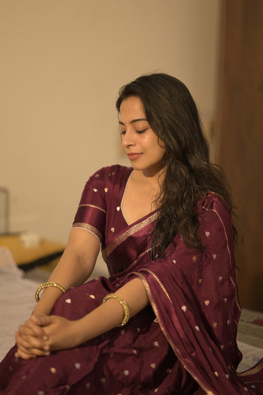 Soft viscous chinon silk saree