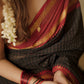 Ahaana inspired pure kanchi cotton saree in black and red combo - Prebooking
