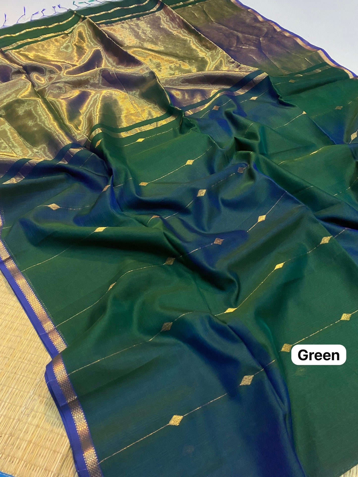 Pure Maheshwari silk cotton with small border butti lines