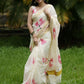 Prebooking 15 days - Premium pink lotus printed kerala cotton saree