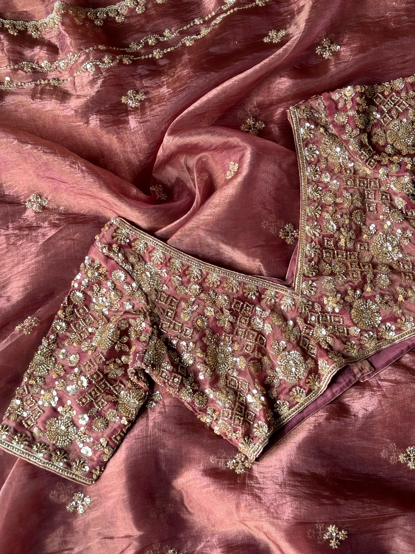 Pure crush tissue silk with handwork