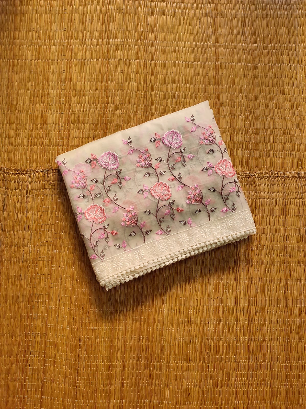 Pure organza silk saree with minakari embroidery