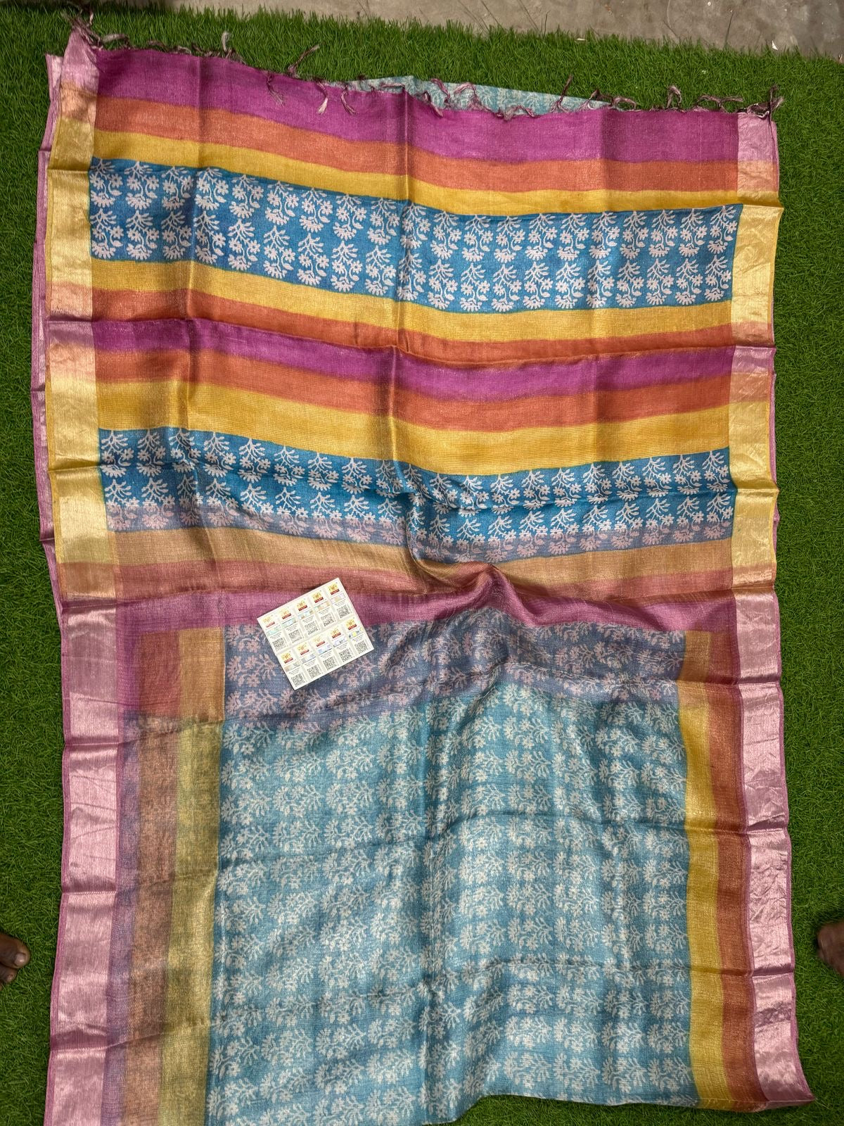 Beautiful soft tussar tissue printed silk saree (Prebooking)