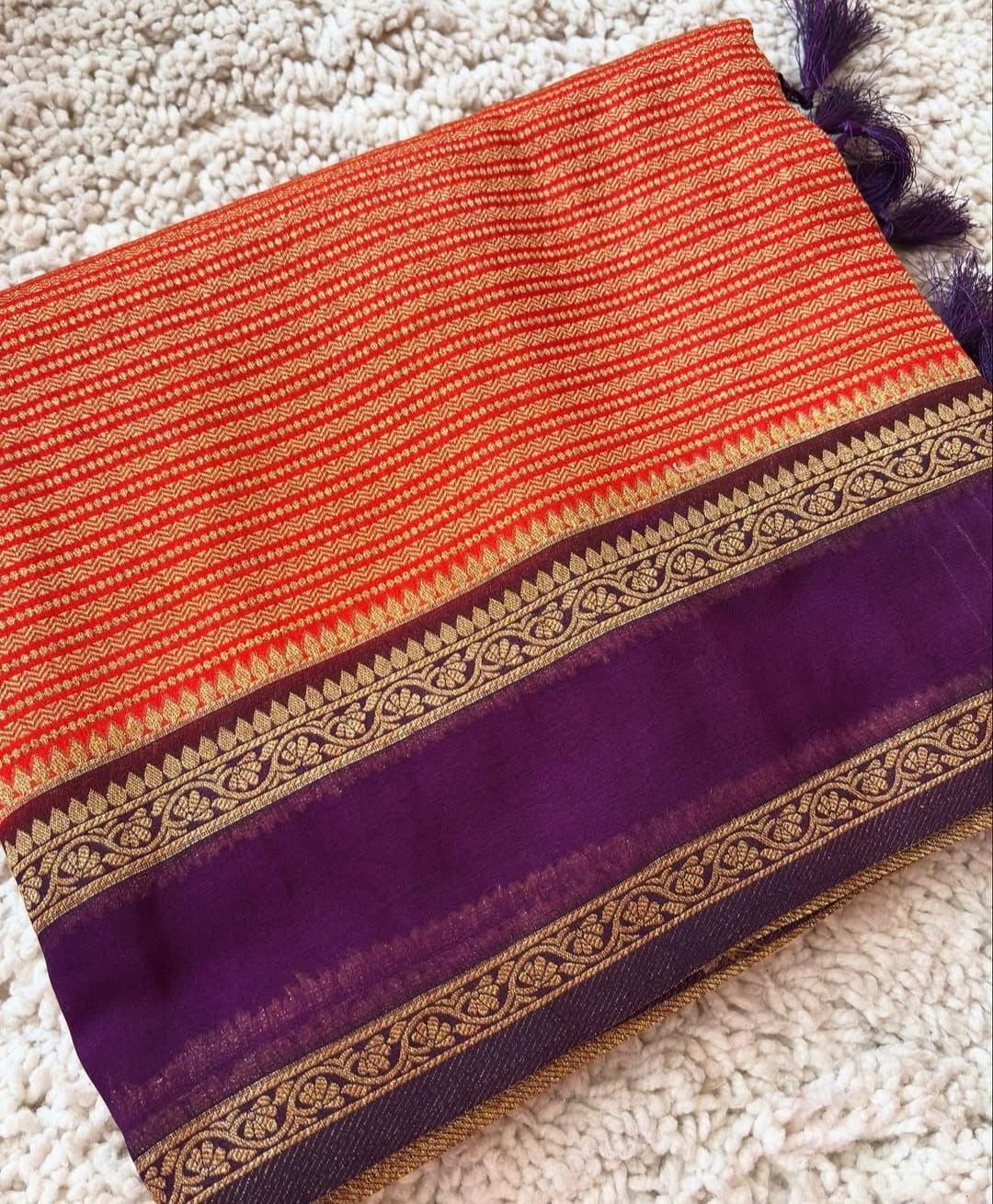 Beautiful khaddi georgette saree with intricate weavings!