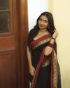 Narayanpet elephant border saree - Black