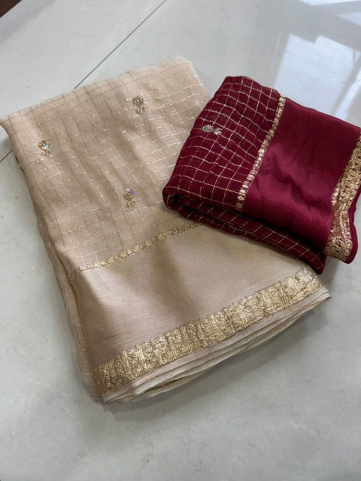 Beautiful viscose georgette saree with sequins butti