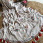 Pure mul cotton saree with cute prints and silver zari stripes