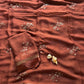 Viscous georgette saree with floral embroidery and satin border