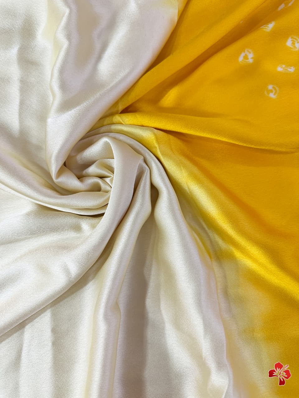 Beautiful viscous satin silk with bandhini prints - Chaitra reddy inspired