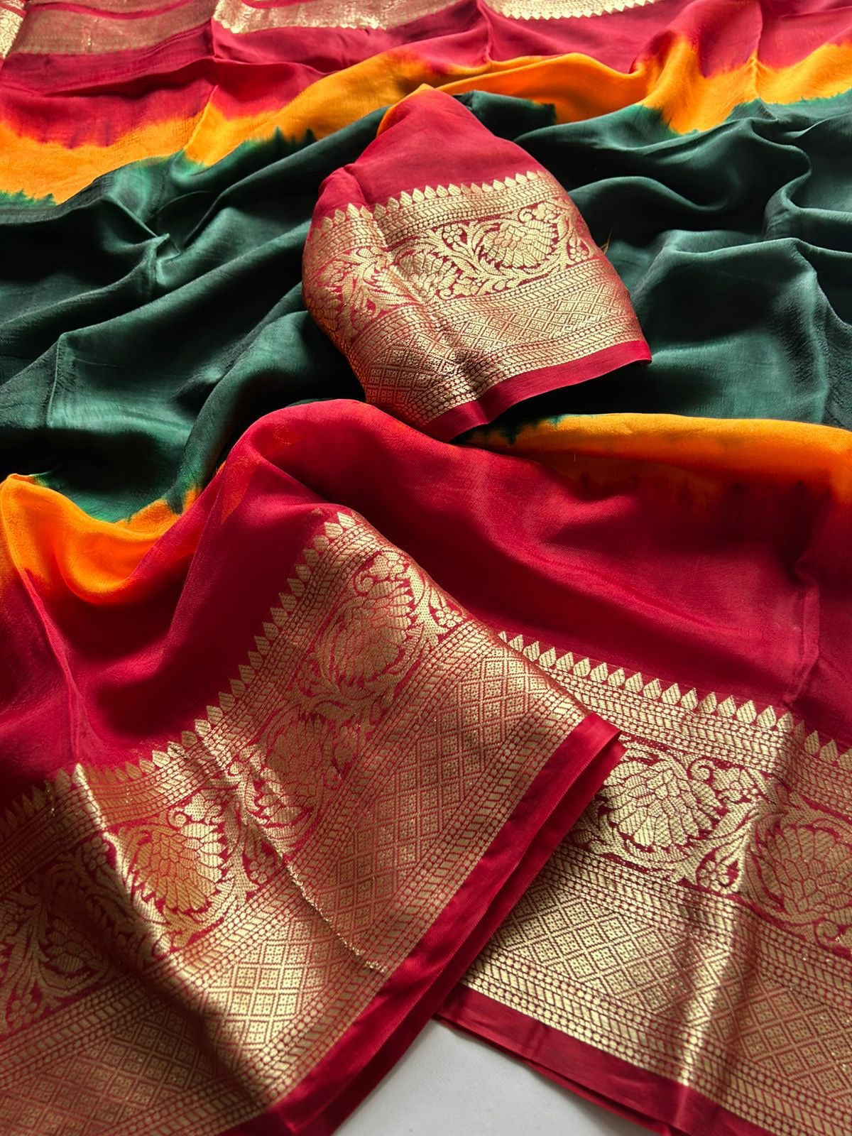 Beautiful mix cotton tie dye saree with multi colors