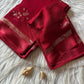 Viscous georgette saree with floral embroidery and satin border