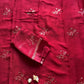 Viscous georgette saree with floral embroidery and satin border