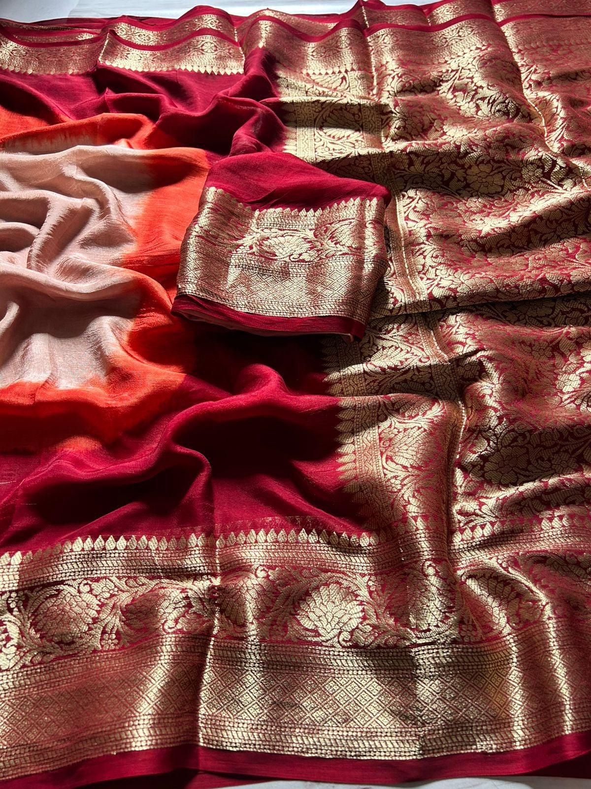Beautiful mix cotton tie dye saree with multi colors
