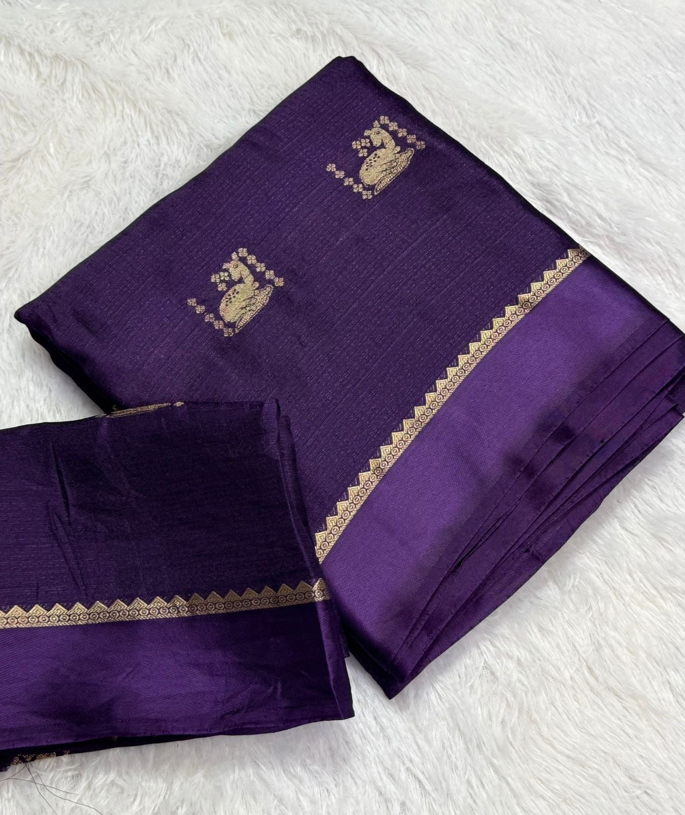 Beautiful khadi viscous silk - deer design