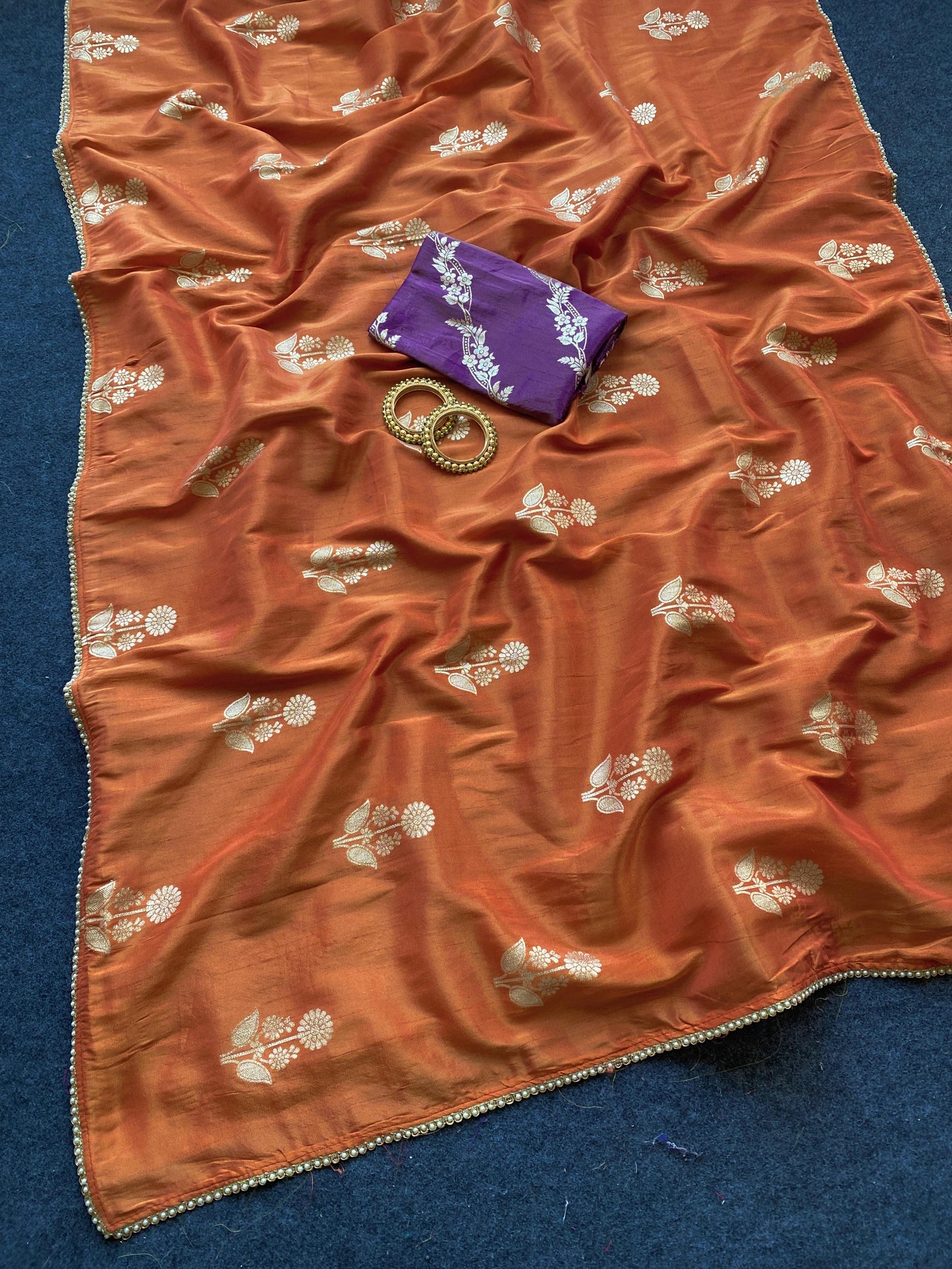 Premium Pure viscous dola silk saree with contrast blouse